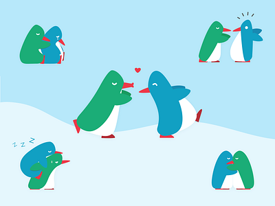 Penguinsinlove animals bird couple emotion friendship illustration in love penguins vector