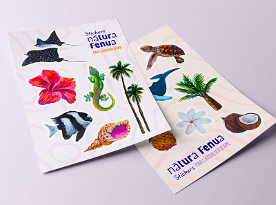 Stickers Nātura Fenua - L'atelier d'Ape acrylic animals art artistic branding design graphic design handmade illustration painting stickers tahiti