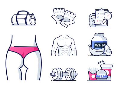 Fitness Icons bodybuilding cardio crossfit fitness gym health icon icons illustrations sport sports wellness workout