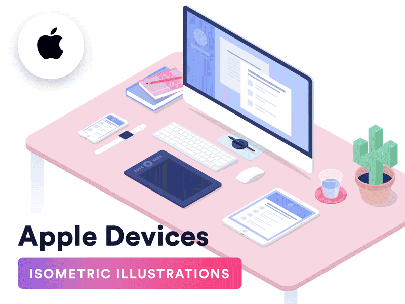 Isometric Illustrations - Apple Devices 3d apple illustration ipad iphone isometric macbook mockup vector