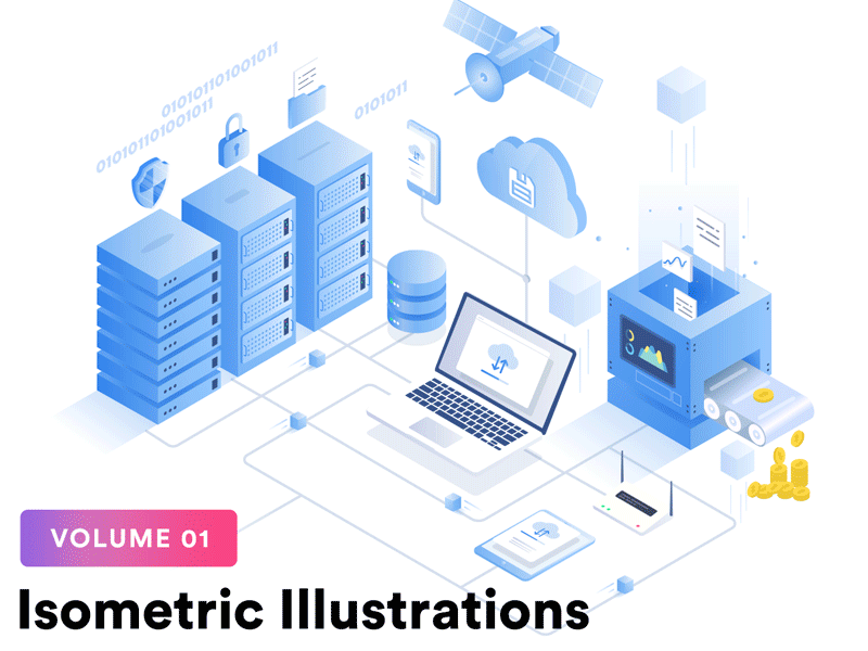 Isometric Illustrations - volume 01 3d apple illustration ipad iphone isometric macbook mockup vector