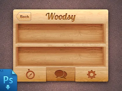 IPhone wood Ui(PSD Freebie) 3d free free psd freebie iphone mobile psd shelf skeuomorph tabs wood