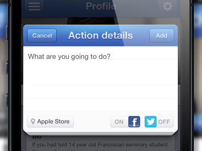 iPhone modal form