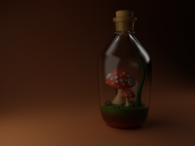 Mushroom Inside a Bottle 3d