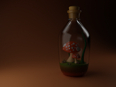 Mushroom Inside a Bottle