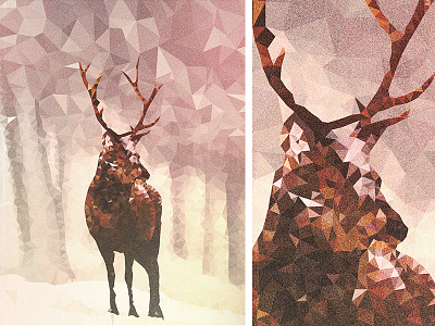 Deer deer snow triangle triangulation winter