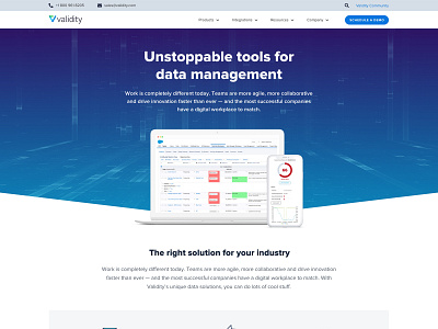 Validity Homepage Update v validity web design