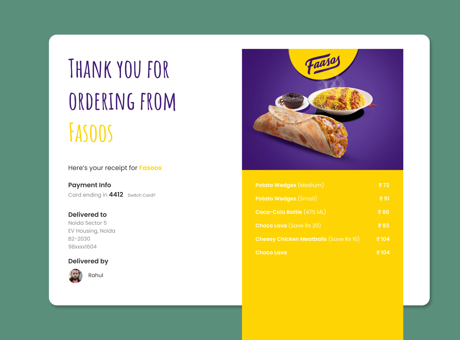 Food Delivery Receipt by Judhajit Debnath on Dribbble