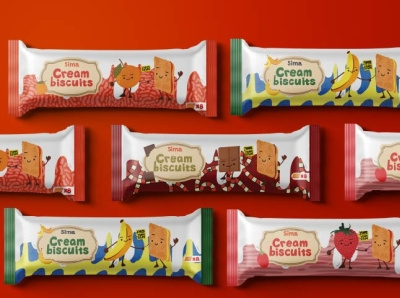 Kids Cream Biscuits Design branding graphic design label packaging