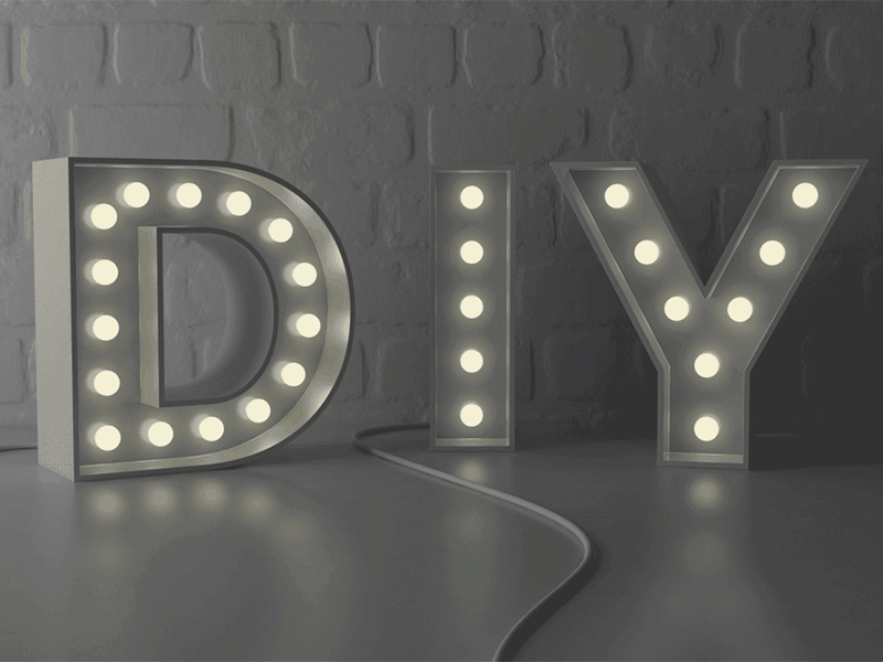 Vintage DIY 3d diy font neon render retro sign type typography vectary vintage