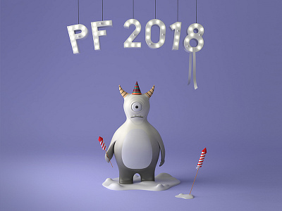 PF 2018 2018 3d celebration character character design happy new year monster pf pf 2018 render vectary