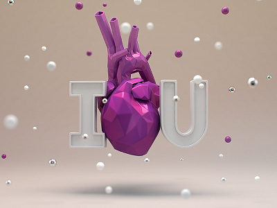 I Love You 3d card heart love low poly poster render still life valentine valentines day vectary