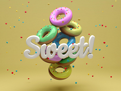 Sweet donuts 3d donut food render sweet sweets typography vectary