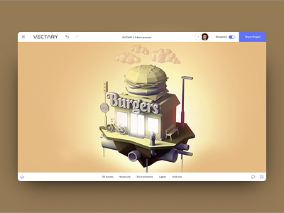 Low Poly Burger Shop 3d burger design game illustration low poly lowpoly render shop ui ux vectary
