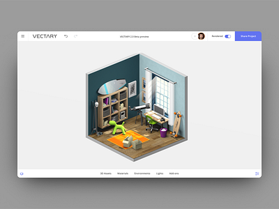 Isometric Room 3d design furniture game home illustration isometric render room ui ux vectary