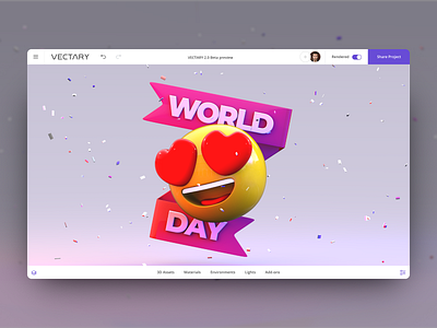 Happy World Emoji Day! 3d 3d design emoji emoticon heart illustration love render smile vectary