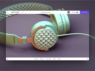 Headphones made with Vectary 3d design gadget headphones product render ui ux vectary