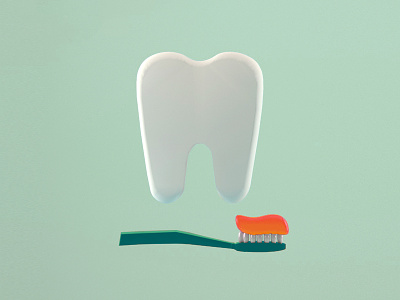 Uniform Teeth 3d branding c4d cinema4d colors greens illustration inspiration teeth tooth toothbrush toothpaste vray