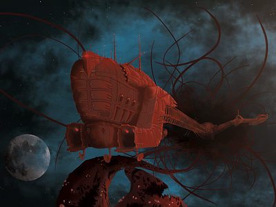 E.H space ship illustration concept cover art dark sci fi sci fi science fiction space ship
