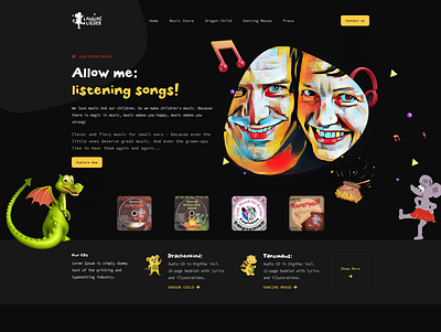 Lausche Lieder - music Website for children branding children design ecommerce figma graphic design interface music music instruments music website product page ui uiux user experience ux web web marketing website design