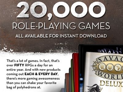 20,000 Games Print Ad for DriveThruRPG.com poster print ad rpgs