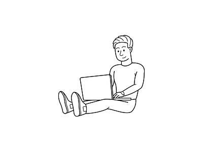 Self-Illustration adobe boots design illustration illustrator laptop person sitting sweater