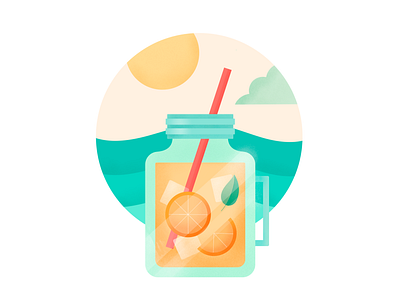 Summer Drink beach digital illustration drink illustration orange procreate sea