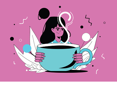 Morning app cartoon character character design coffe color design flat girl illustration illustrator logo love morning pink vector webilluatration