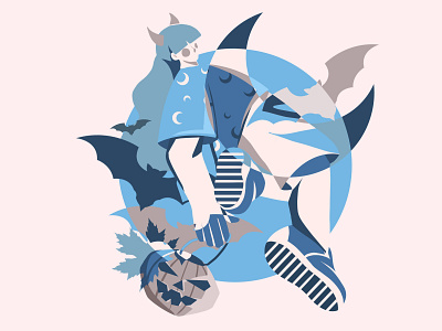 Halloween app bat blue branding character design graphic design illustration logo palette ui ux vector