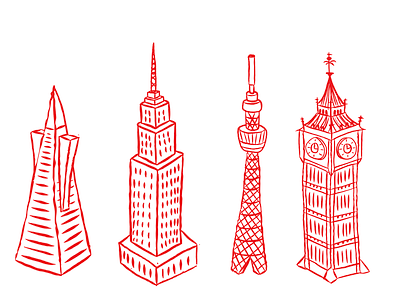 Location icons bigben buidling building empirestate icons location london newyork sanfrancsico skyscraper skytree tokyo transamerica