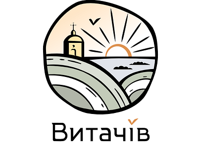 Vytachiv village tourist logo identity lanscape logo travel ukraine village