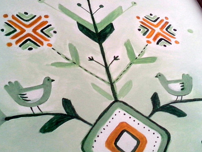 Naive Interior Design based on Ukrainian Folklore abstract folk folkart geometric naive positive traditional tree