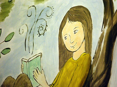 Girl as element of Interior Drawing