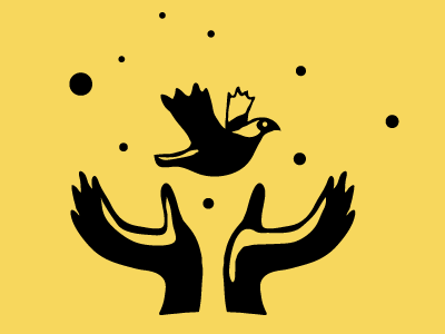 Bird in hands illustration illustration