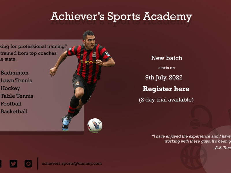 A simple yet subtle Sports Academy Poster by Devashree Naidu on Dribbble