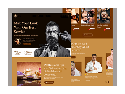 Men spa web UI design dribbble fashion figma haircut landing men mustache spa ui web