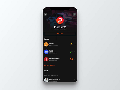 FACEIT Mobile App app beta chat csgo design faceit feed figma iphone messaging motion posts pubg social stats ui ux