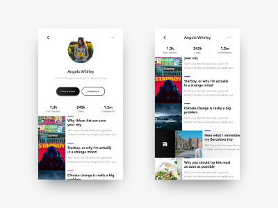 Daily UI Challenge #06 - Profile Page account app articles challenge daily dailyui iphone profile ui ux