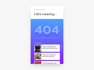 Daily UI Challenge #08 - 404 Page 404 app articles challenge daily dailyui lost mobile page ui ux