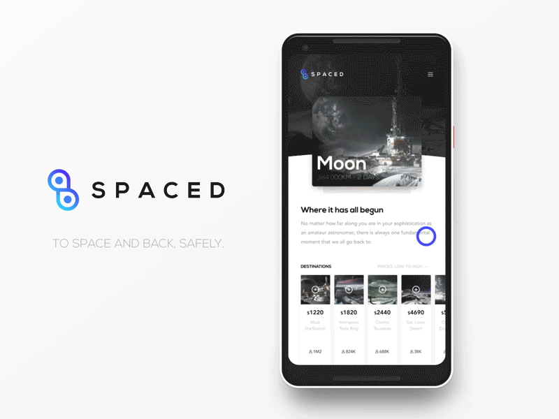 🚀 SPACED Travel App app challenge mars moon motion space spaced spacedchallenge travel ui ux
