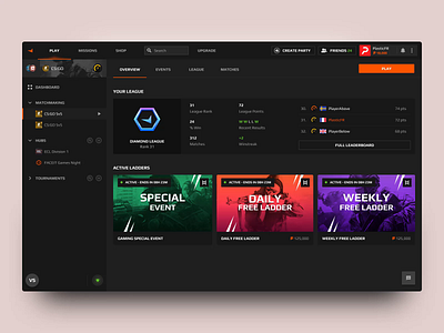 FACEIT New UI 🎉 app browser competitive csgo dashboard dashboard ui design desktop esport esports faceit gif motion platform product pubg steam ui ux videogame