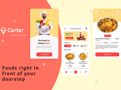Carter-Food delivery app Design product design ui uiux ux
