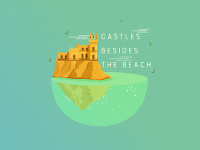 Castles Besides The Beach beach castle castles floating green illustration sky video water yellow