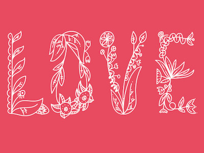 Love illustration typography