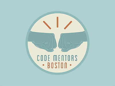 Code Mentors Boston - Logo blue boston fist bump logo retro