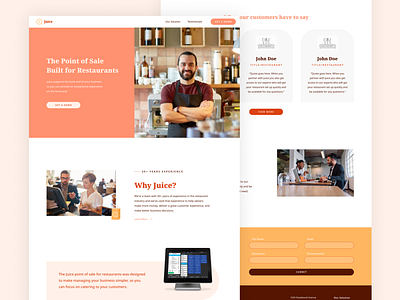 Website: Juice Point of Sale branding juice orange restaurant restaurant website website