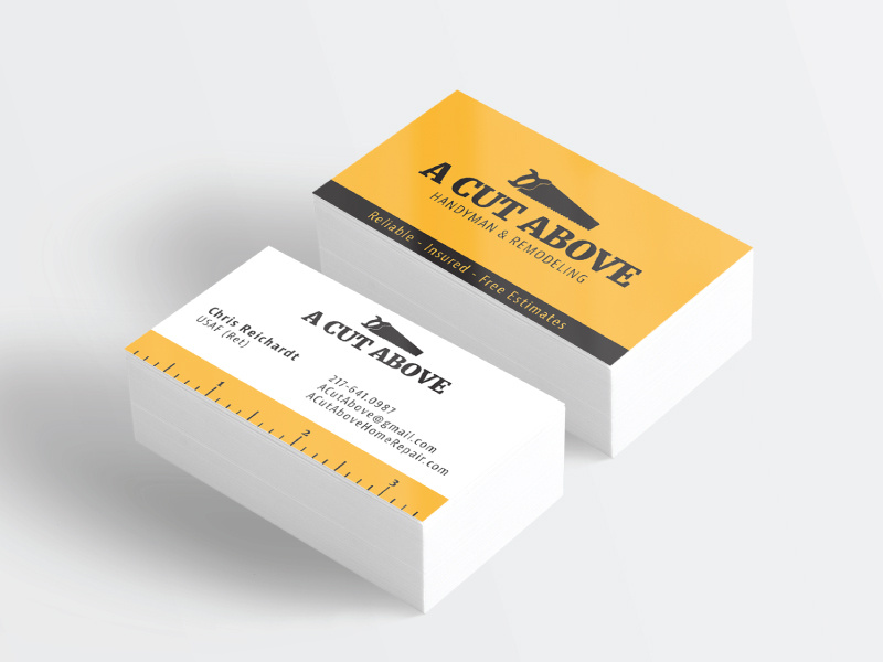 A Cut Above Branding and Identity ruler improvement home remodeling yellow hammer saw construction handyman identity branding logo