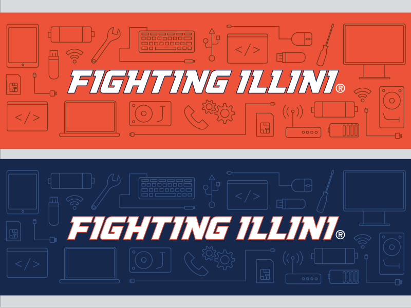 Illinois Athletics IT Services Twitter Image tech technology blue orange twitter services it athletics icons