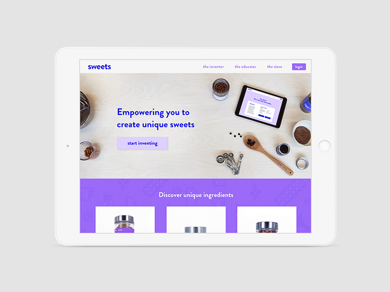 Sweets app baking branding cooking creative generator inventor purple quiz sugar website