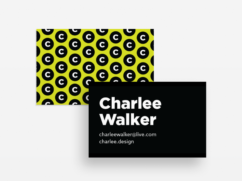Business Cards c patter bold black lime green branding portfolio personal business cards